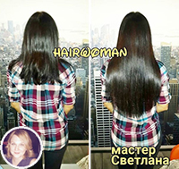 Фото до и после работы мастера Светланы по капсульному наращиванию волос